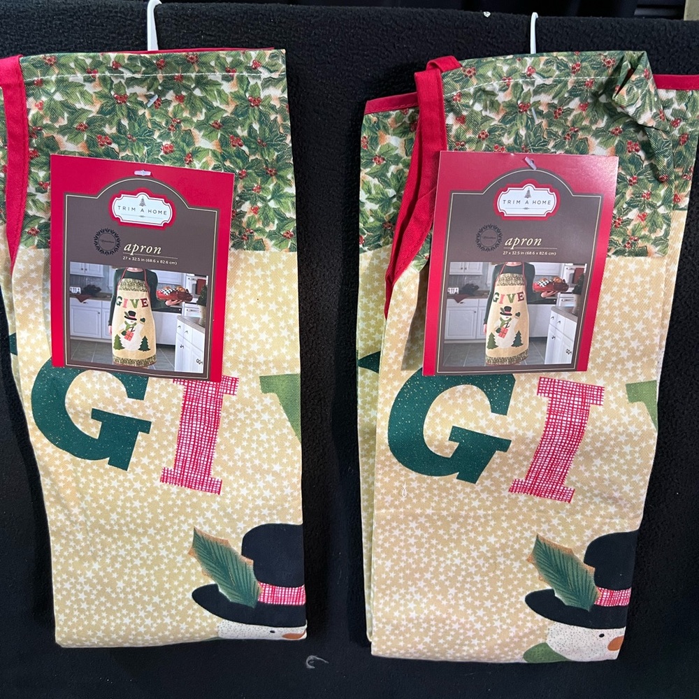 Two Christmas Holiday Aprons NWT